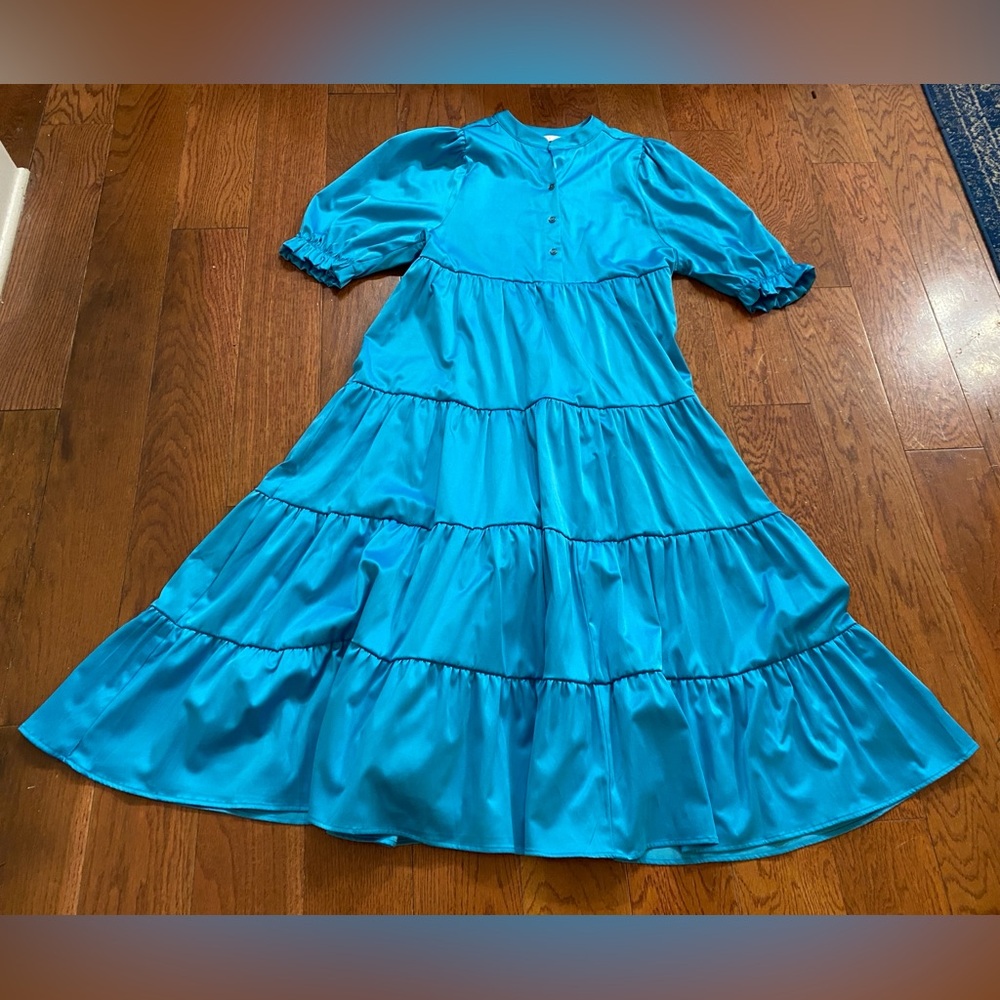 Karlie Deep Blue Sea Maxi Tiered Dress NWOT